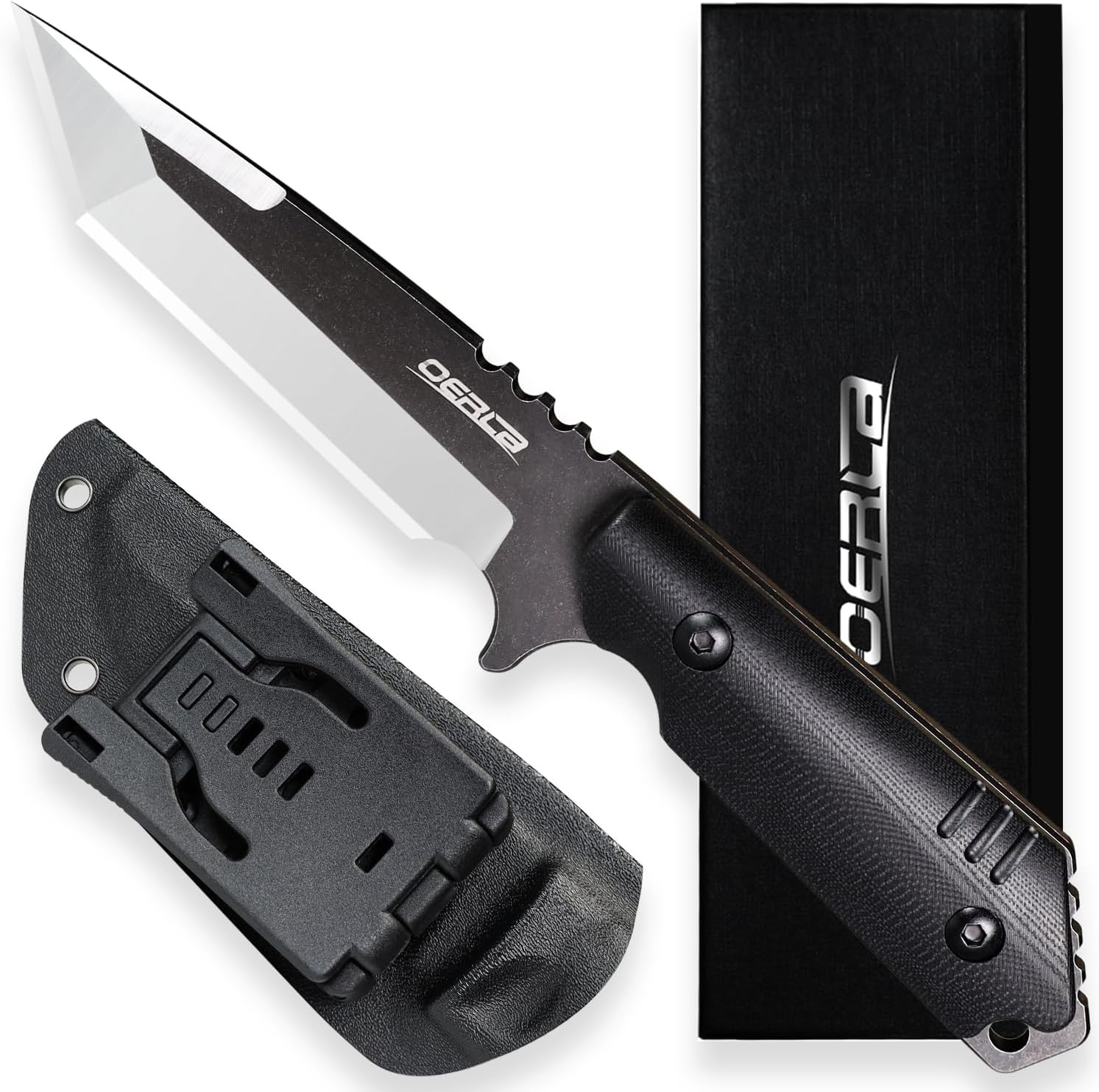 Tactical Survival Knife OLX-004 with Kydex Sheath and Belt Clip for Outdoor Adventures