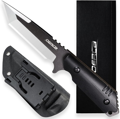 OLX-004 Tactical Survival Knife with Kydex Sheath, Outdoor Fixed Blade with Belt