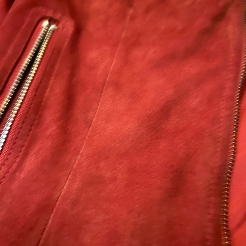 MNG Chaqueta de Cuero Genuino Rojo Talla S Chaqueta de Motociclista Gamuza Foto 4 de 4