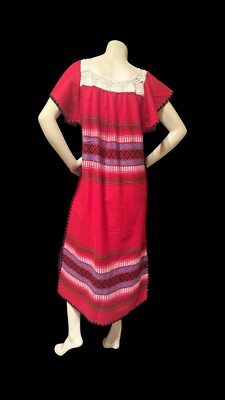 VTG Guatemalan Embroidered Loomed Huipil Dress Aztec Mexican Crochet Lace |  eBay