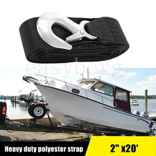 Deluxe Boat Trailer Replacement Winch Strap 2"x20' Safety Snap Hook 10000LBS Max