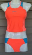 NIKE KIDS COLOR FUSE TANKINI TWO PIECE SWIMSUIT SET ORANGE BLUE SIZE 7 NEW  46
