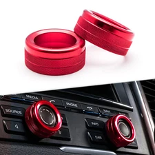 Red Aluminum AC Climate Control Radio Volume Button Knob Ring Cover For Porsche