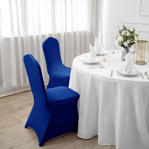 Fundas para sillas duraderas y elegantes azul real - 25 piezas de spandex impermeable para eventos - Imagen 9 de 9