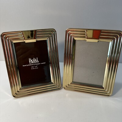 Pair Of Solid Brass Photo Frames Hand Polished & Lacquer Coated For 3.5 x5 Photo