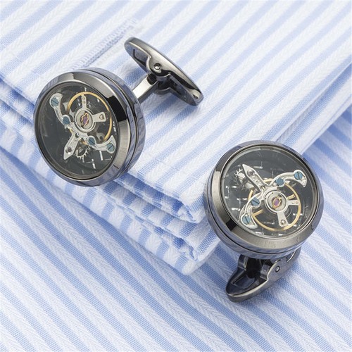 Funktionelle Tourbillon mechanische Uhr Manschettenknöpfe französische Manschettenknöpfe Herren Manschettenknöpfe - Bild 3 von 16