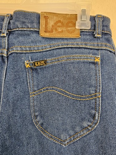 Jeans vintage Lee vita alta gamba affusolata mamma taglia 16 anni lunghi made in USA cotone - Foto 10 di 15