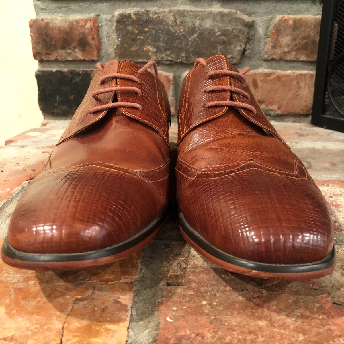 Steven Land Wingtip Brown Leather Dress Shoes Size 9 SL9080 Hand Made Calf Skin