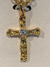 Cross Necklace First Communion Gift Gold Tone Catholic Religious 15  NIB