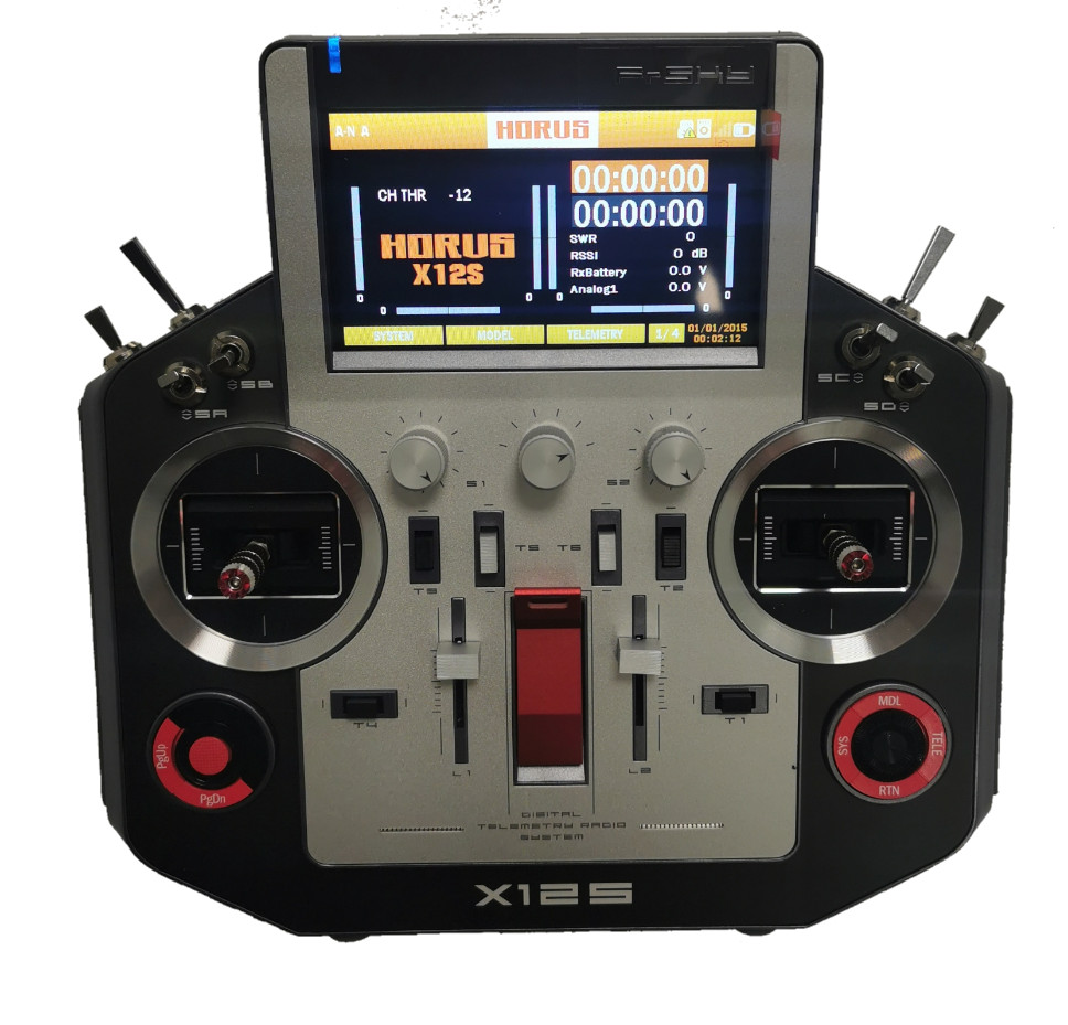 FrSky Horus X12S Mode 2 - 2016 EU/LBT - con estuche de aluminio (incl. gris / plata)