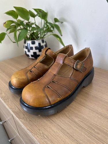Dr Martens Hecho en Inglaterra Cuero Marrón Grueso Mary Jane Zapatos Reino Unido 7 UE 41 EE. UU. 9 - Imagen 22 de 22