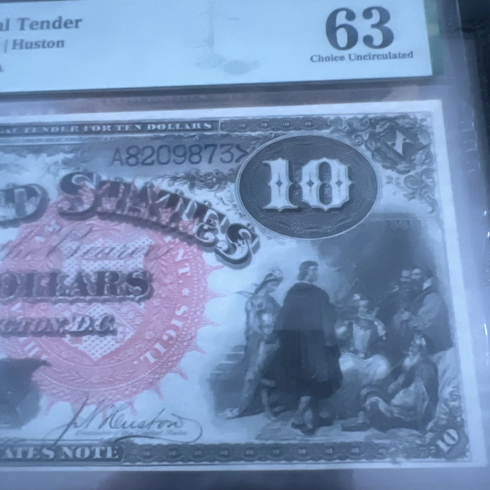 1880 $10 Legal tender Fr#107 PMG-63 Choice Uncirculated - Image 2 of 4