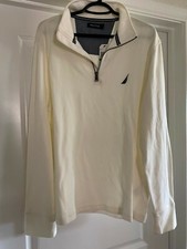  79.50 NEW NWT MENS NAUTICA SWEATER LARGE L WHITE NICE FANCY QUALITY
