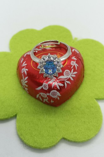 Anillo Plata Princess ' Estilo Circonitas Óvalos Esmeralda Rubí Aguamarina Mis - Imagen 5 de 14