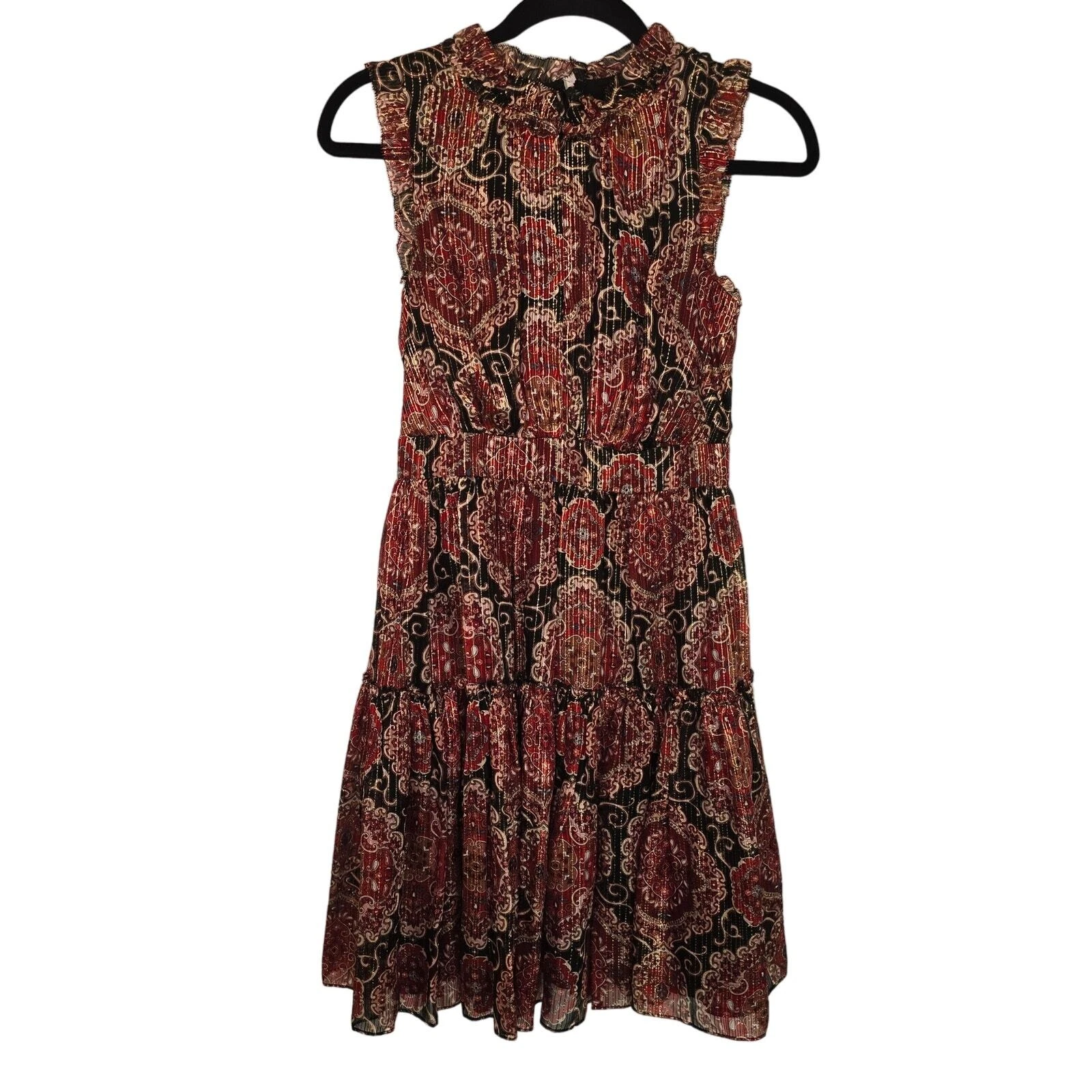 Abito camicia tubino Kate Spade misto seta stampa medaglione metallizzato taglia 0