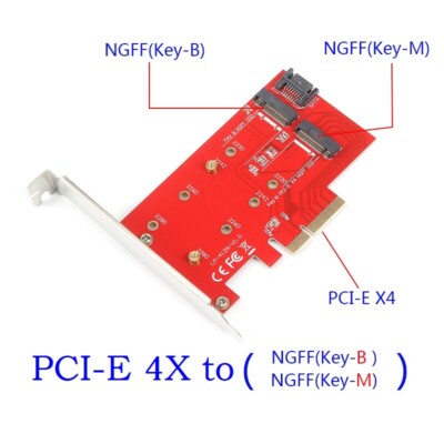 2Port M.2 B+M Key SSD to PCI-E PCI Express 4X 4 Lane Adapter Converter Card
