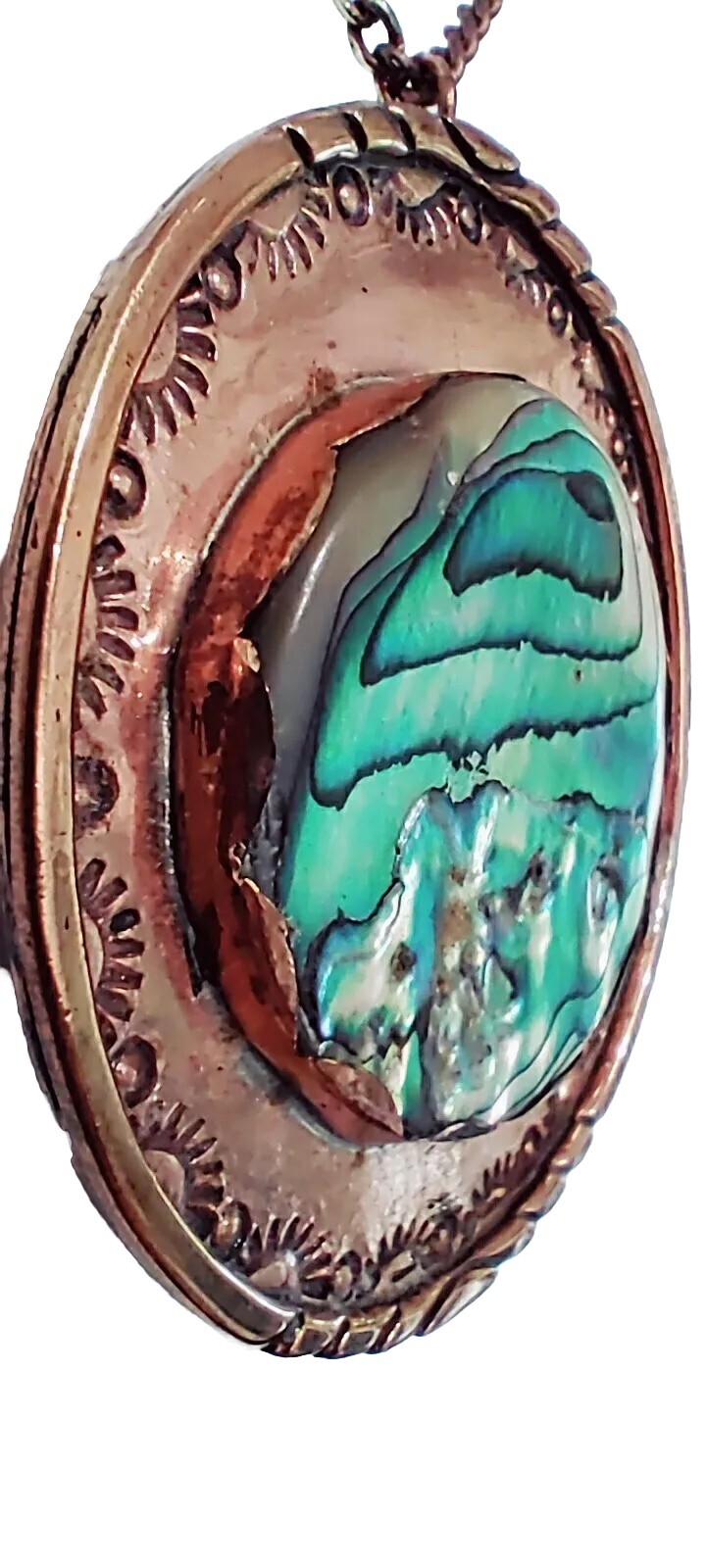 Copper Medallion Abalone Shell & Necklace - image 3