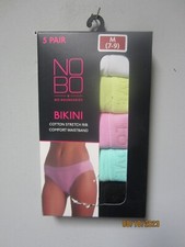 No Boundaries Women's 5-Pr Bikini Solid Cotton Stretch Rib Underwear Sz M (7-9)