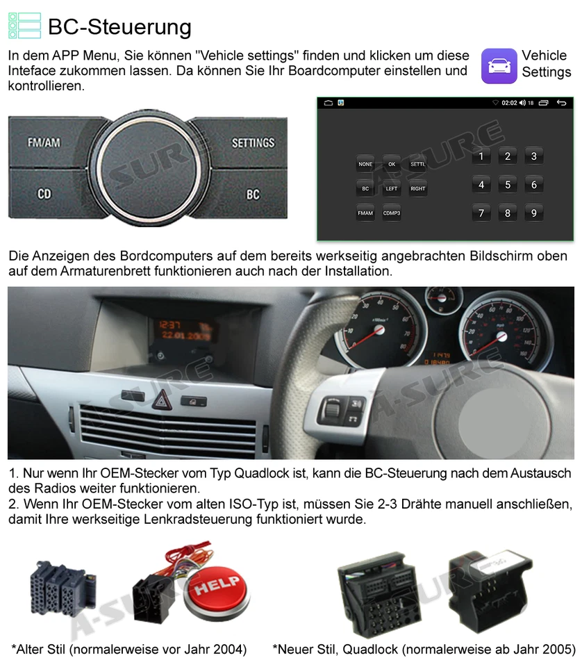 2+64G Für Opel Corsa C/D Zafira B Astra G H Android14 Carplay Autoradio GPS DAB+ - Bild 4 von 4