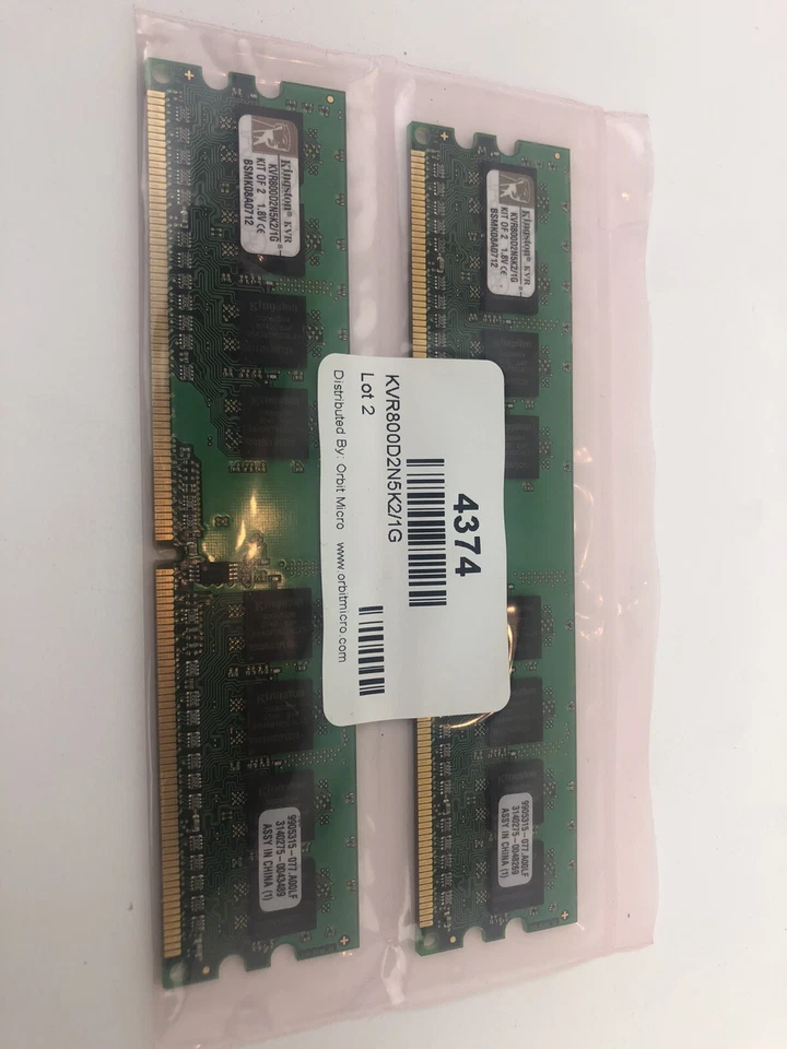 2 - Kingston PC2-6400 512 MB DIMM 800 MHz DDR2 SDRAM Memory (KVR800D2N5K2/1G) - Image 2 of 3
