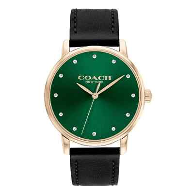 Coach Grand Quartz Crystal Green Dial Ladies Watch 14503972