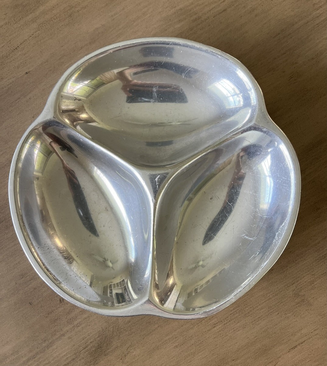 Nambe Silver Tri-Segmented Serving Bowl Relish Tray Dish #589 Vintage