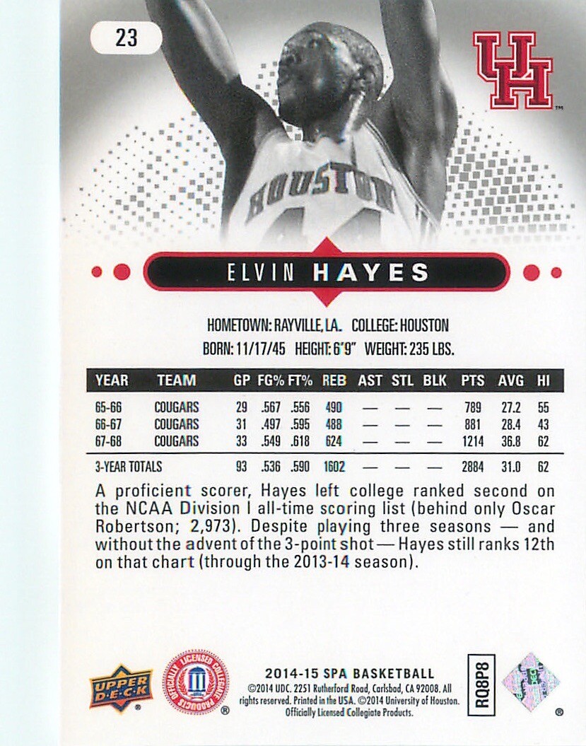 Elvin Hayes 2014-15 Upper Deck SP Authentic College Basketball