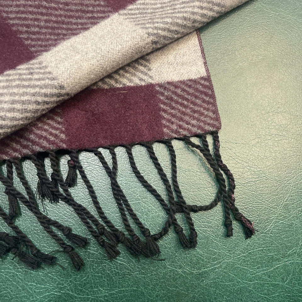 $285 Club Room Para hombres Gris Púrpura A Cuadros Unisex 100% Seda Invierno Cálido Chal Bufanda Foto 2 de 4