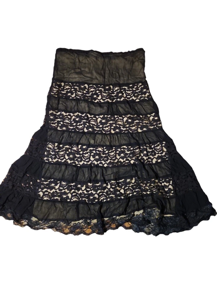 Maxi Falda Charlotte Russe Para Mujer M Negra Encaje Y2K Escoba Capricho Hada Foto 3 de 4