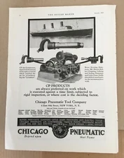 Chicago Pneumatic tool Co 1923 vintage print ad 1920s art retro illus machinery