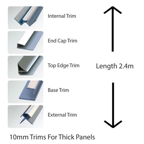 Shower Wall Panels 10mm Chrome Cladding Trims eBay