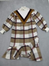 Vintage English Prep Dress Womens M Brown Plaid Prepschool Preppy Schoolgirl