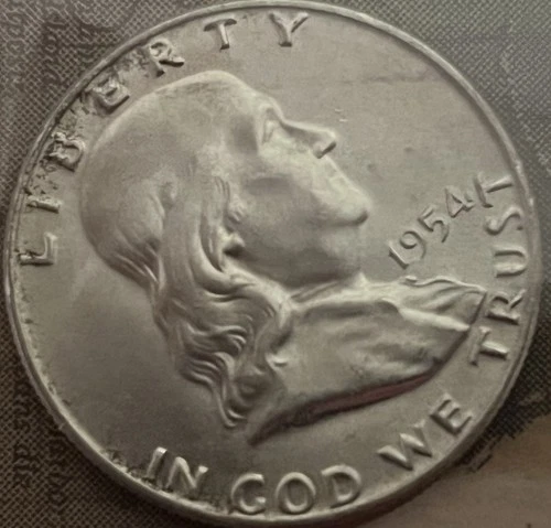 1954-D Franklin Half Dollar 90% Silver Coin Bu Nice Toning Solid Free Shipping