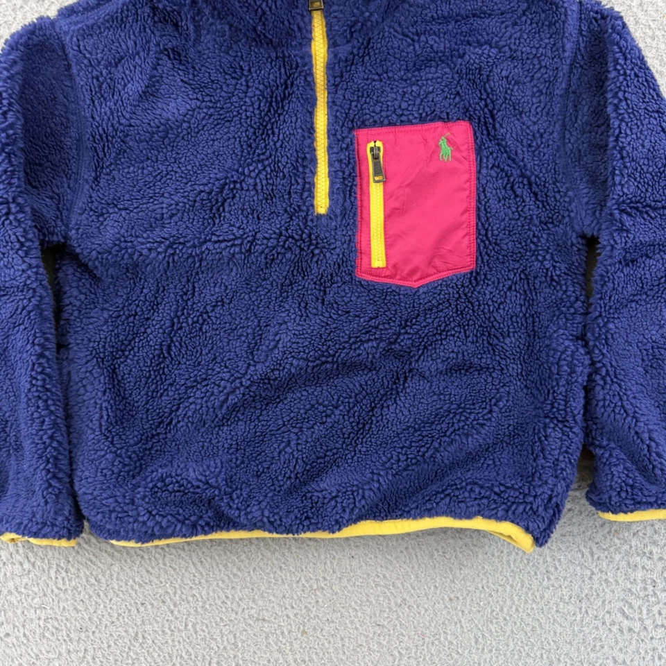 Polo Ralph Lauren Sweater Girls Medium 8-10 High Pile Fleece Pullover Zip Pony - Image 2 of 4