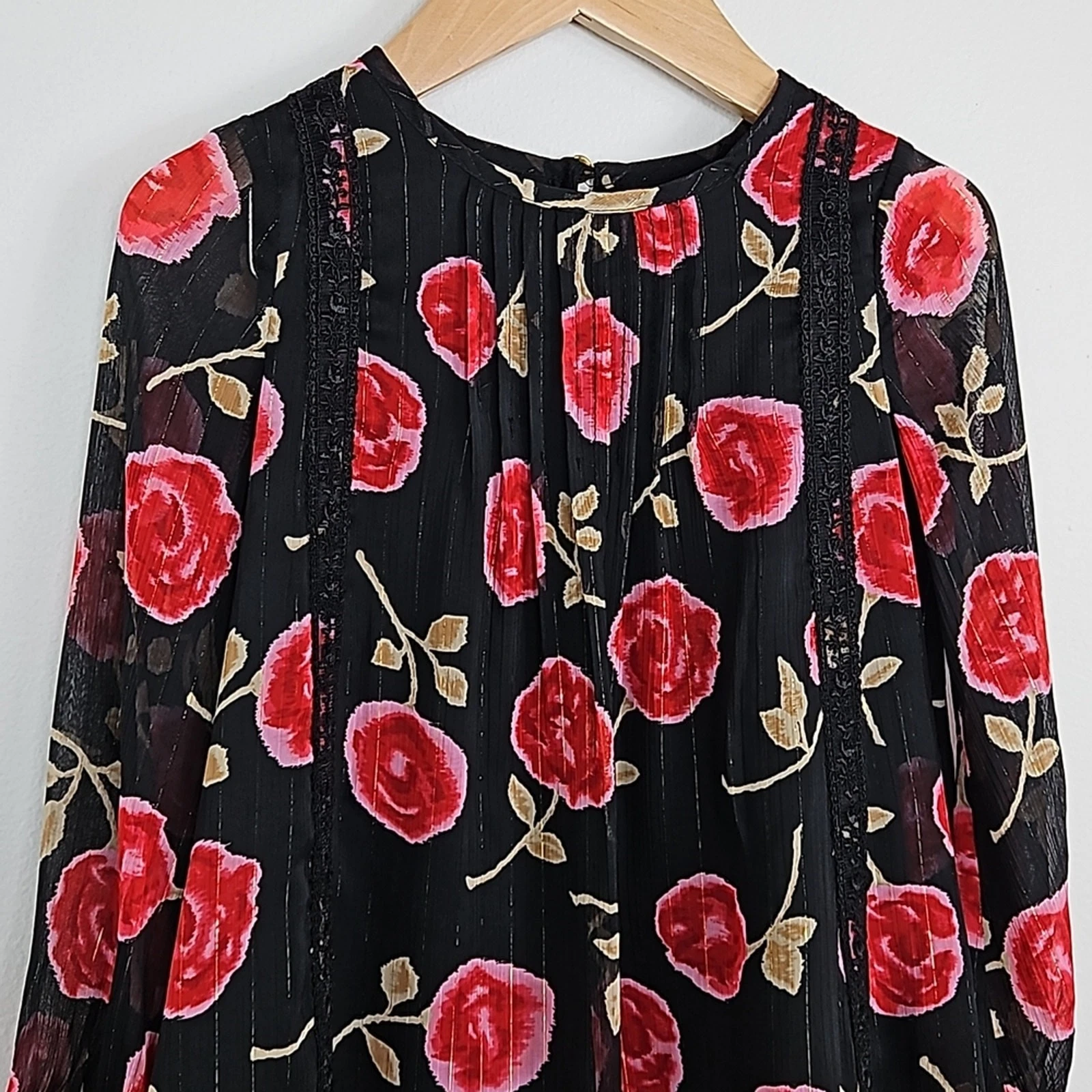 Abito Kate Spade Hazy Rose in chiffon metallizzato nero e rosso bambino 4 anni