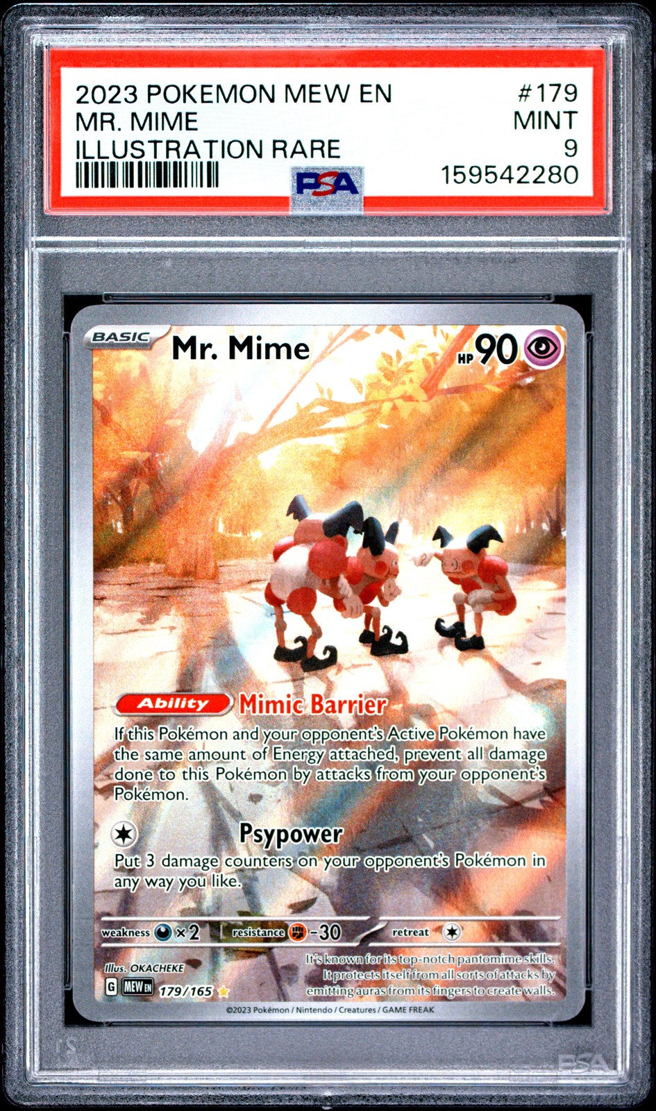 2023 POKEMON MEW EN-151 ILLUSTRATION RARE #179 MR. MIME PSA 9