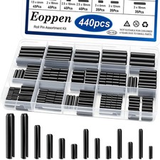 440Pcs Roll Pin Assortment Kit - Metric Pins, black