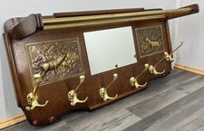 French Vintage Coat Rack 6 Triple Hooks Wall Shelf Coat with Mirror LOT 4720