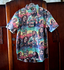 Reyn Spooner Men's BOB MARLEY TAILORED FIT Black Full Button Full XL Shirt