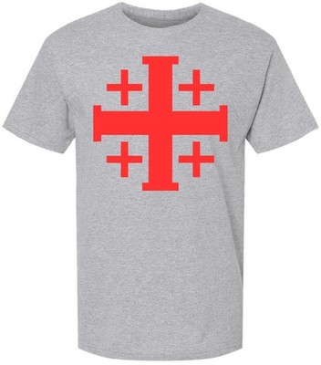 Jerusalem Cross T-Shirt Christian Crusader Holy Land Symbol Religious Faith Tee
