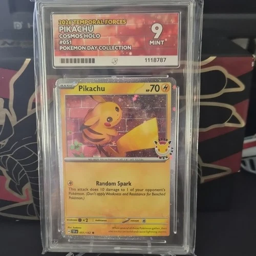 Pikachu Cosmos Holo Graded ACE 9 (051/162) Temporal Forces 2026 Poke Day Promo