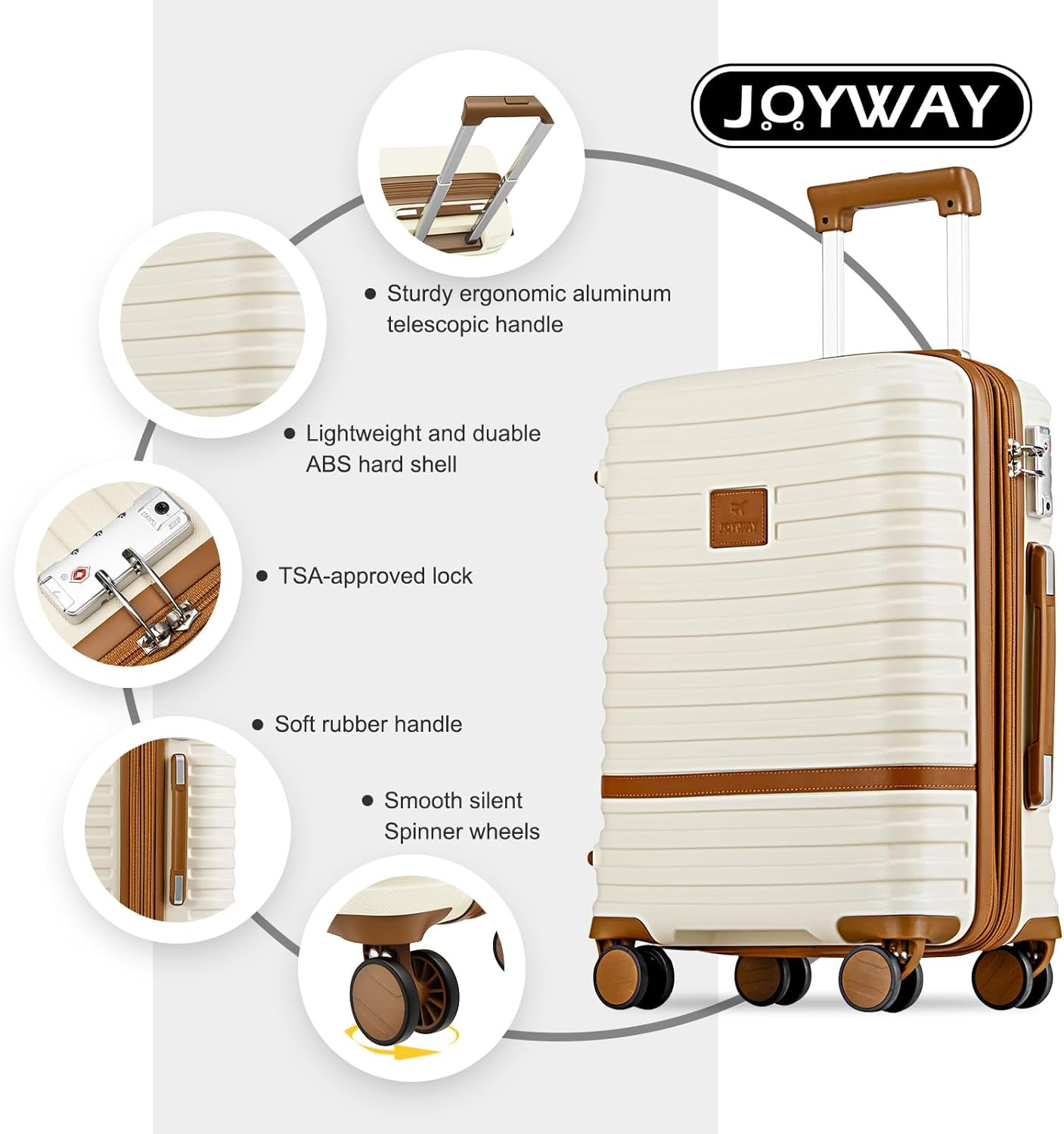 5-Piece Expandable Hard Case Luggage Set with Spinner Wheels & TSA Lock