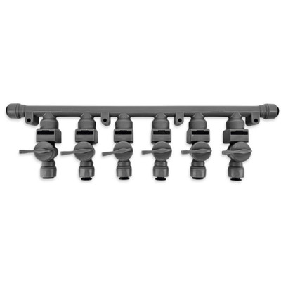 6 Way Duotight Gas Manifold | Push-In Check Valves | 8 mm Duotight keg splitter