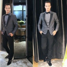 Evening Mens Suit Wedding Tuxedo Party Peak Lapel Custom Made Fashion One Button