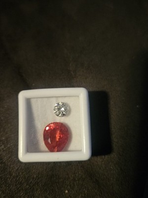 8 Ct Orange Sapphire And .95 Ct Dimond