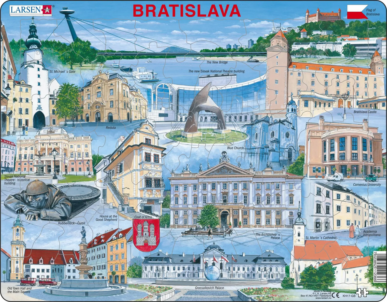 Larsen Mehrfarbig Puzzle - Bratislava (Eng) (65 Teile) - Bild 2