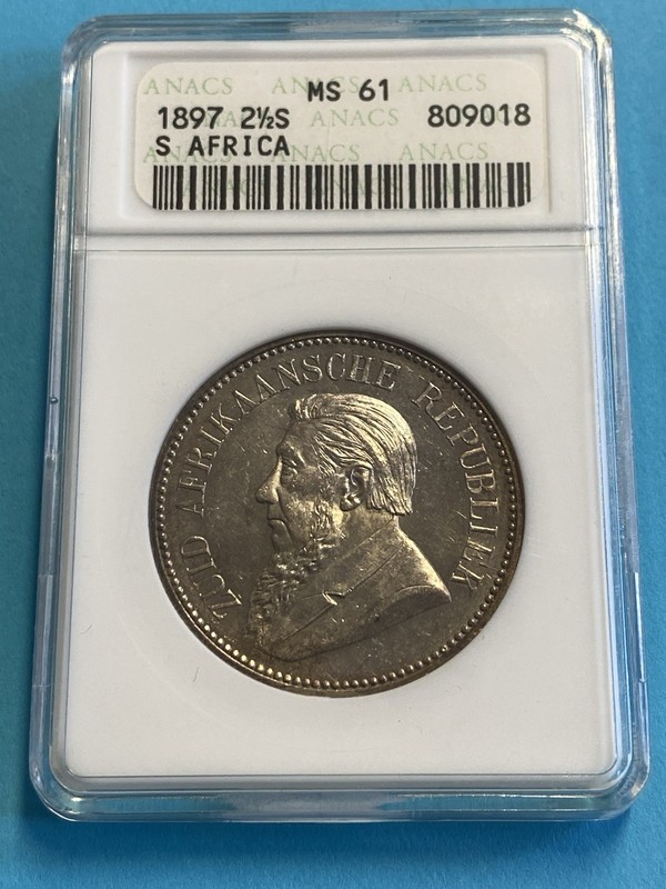 1897 2.5 Shilling South Africa MS61 ANACS Old Soap Box