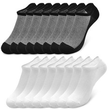 SkiBeaut No Show Socks Men 8 Pairs Ankle Man 9-12, 3 Black Grey 8 Pairs 