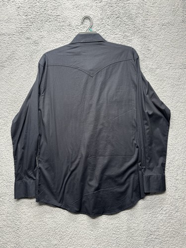 Rock & Roll Denim Mens Pearl Snap Shirt XL Black Stretch Western Cowboy New - Picture 7 of 11