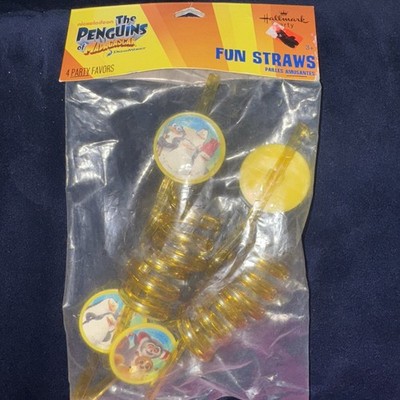 2011 Penguins Of Madagascar Fun Straws Party Favors New In Bag